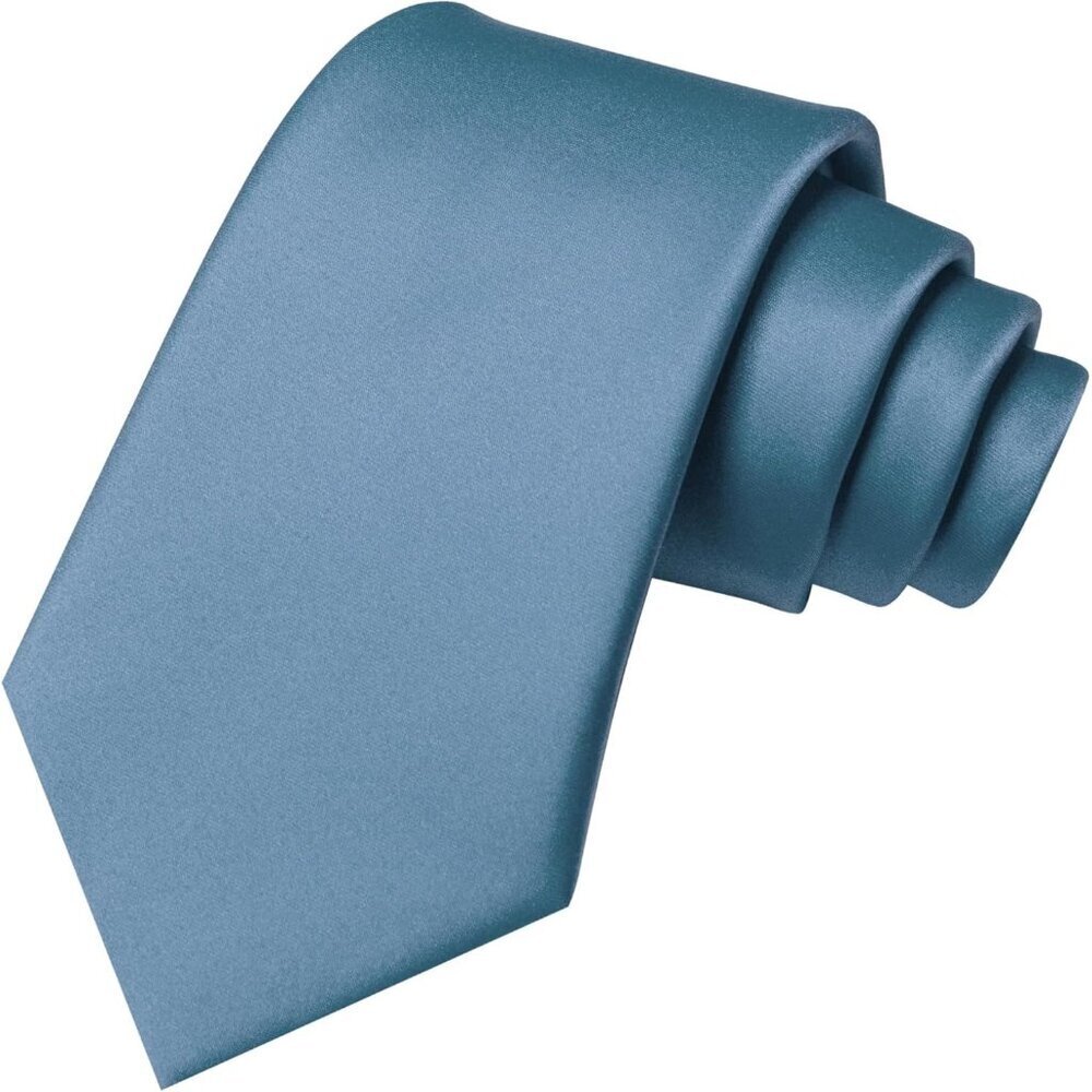 Men's Dusty Blue Solid Pure Color Imported Polyester Formal Neck Ties